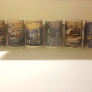 6 Thomas kinkade Christmas collectable mugs
